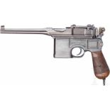 Mauser C 96, mit Kasten, Scandinavian Contract WW IKal. 7,63x25, Nr. 7113, Nummerngleich. Blanker