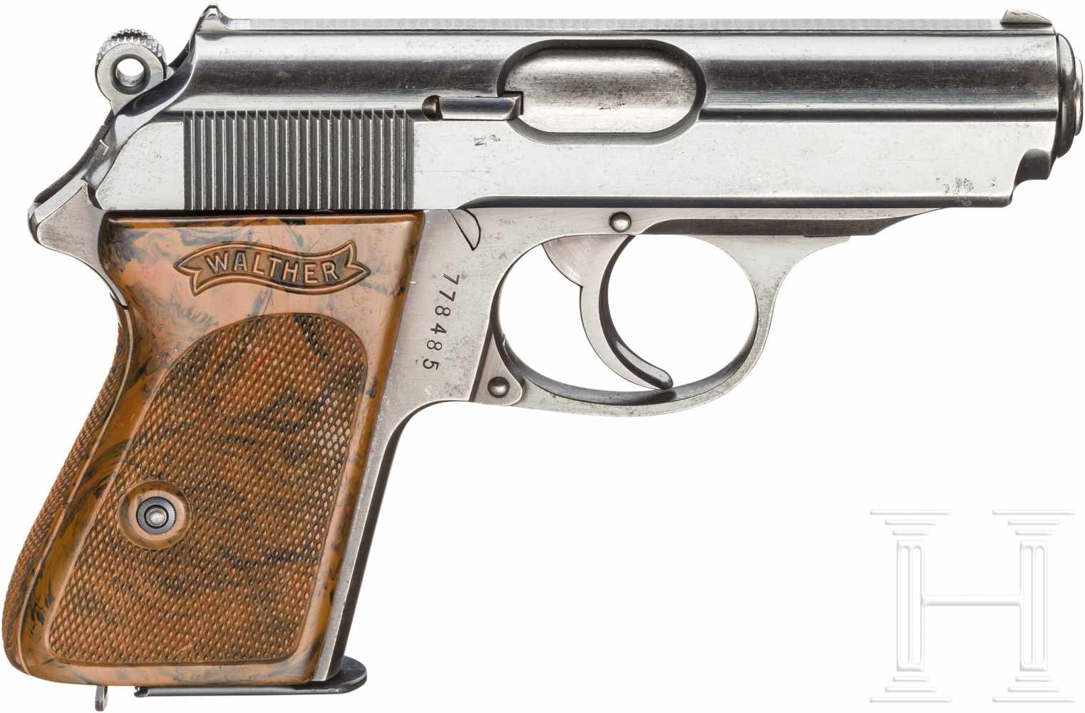 Walther PPK, ZMKal. 6,35 mm Brown., Nr. 778485, Blanker Lauf. Achtschüssig. Beschuss Krone/N. - Image 2 of 2