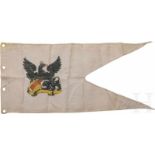 Lanzenflagge für Unteroffiziere der badischen KavallerieWeißes Leinentuch in Schwalbenschwanzform,