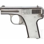 Cyka-Pistole, mit EtuiKal. 4,25 mm Liliput, Nr. 2, Gezogener Lauf matt, Länge 43 mm. Siebenschüssig.