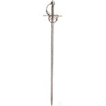 Militärisches Rapier, deutsch/Italien, um 1600Zweischneidige, beidseitig bis zur Spitze dreifach