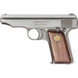 Pistole Ortgies, 1. Ausführung, R.F.V.Kal. 7,65 mm Brown., Nr. 7516, Verschlussnr. 7496. Blanker