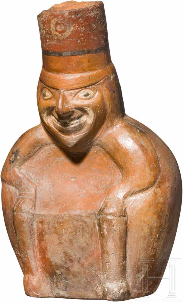 Figurengefäß, Peru, Moche-Kultur, 300 v. Chr. - 700 n. Chr.Figurengefäß in Form eines hockenden,