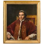 Portraitgemälde von Papst Pius VII. (1742 - 1823)Öl auf Leinwand, unsigniert. Halbfigur im Ornat,