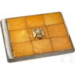 A Silver and Amber Cigarette Case to Hiroshi OshimaSilver cigarette case with inlaid amber