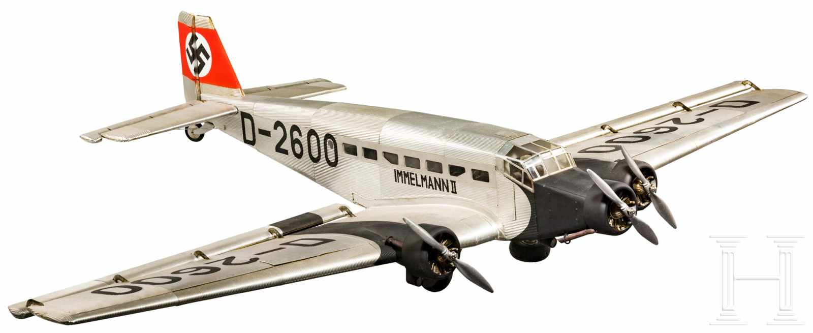 Modell der Junkers Ju 52/3mfe D-2600 Immelmann II, Hitlers PrivatmaschineDetailliertes