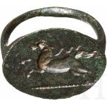 Siegelring mit gallopierendem Pferd, hellenistisch, 3. - 2. Jhdt. v. Chr.Bronzener Siegelring mit