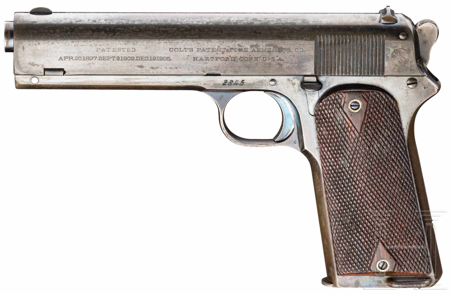 Colt Mod. 1905 .45 Automatic PistolKal. .45 rimless, Nr. 2845, Lauf schwach matt, Länge 5".