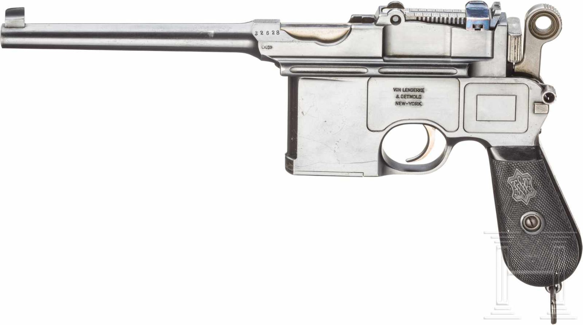 Mauser C 96 "Shallow-Milled Panel Large Ring Hammer", mit KastenKal. 7,63x25, Nr. 32628,