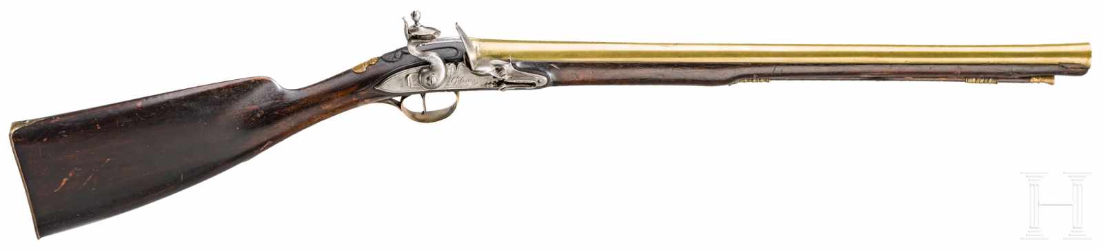 Kutschergewehr mit Messinglauf, Thomas Gibson, London, um 1780Glatter Messinglauf mit leicht