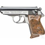 Walther PPK, ZMKal. 7,65 mm Brown., Nr. 759211, Blanker Lauf. Siebenschüssig. Beschuss Krone/N.