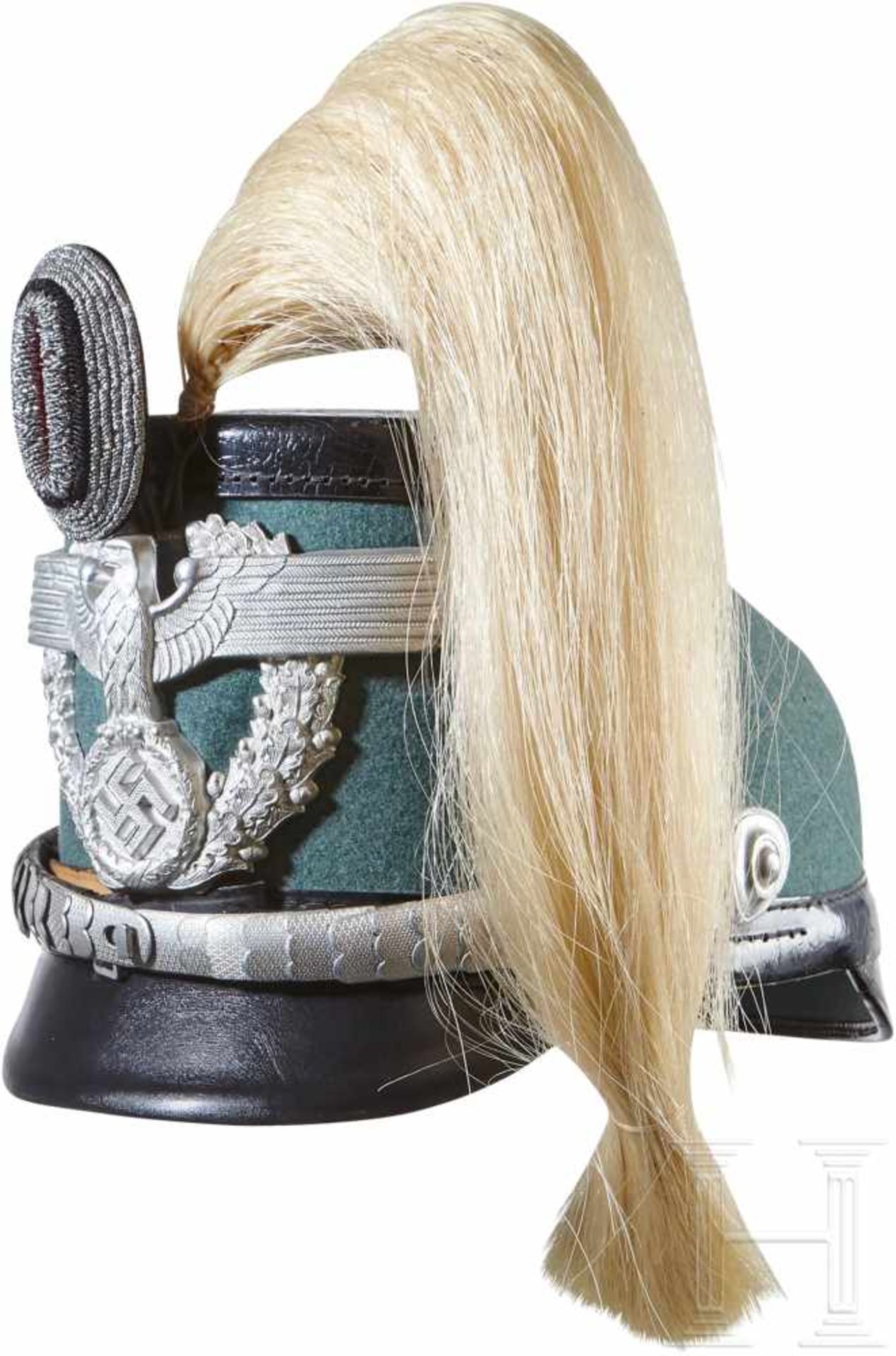 A Shako for Officers of the Local Municipal PoliceVulcan fibre body with police-green wool, dual