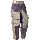 A Pair of Suede Leather Winter Trousers for Aviation PersonnelBlue suede leather sheepskin fur-lined