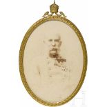 Kaiser Franz Joseph I. von Österreich - kleines Geschenkfoto in vergoldetem Rahmen, datiert