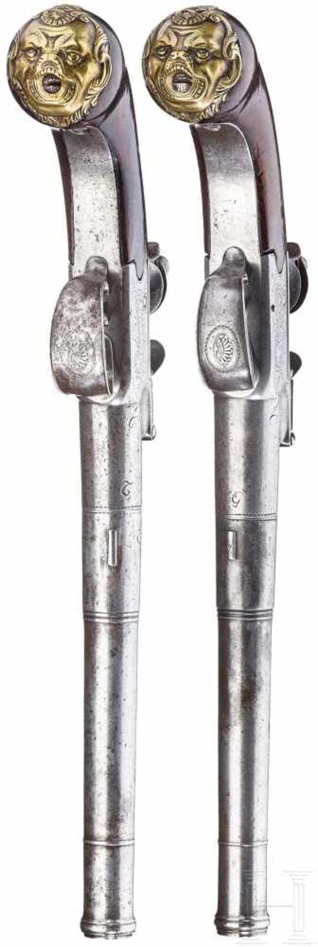 Ein Paar Queen-Anne-Pistolen, Trulock, Dublin, um 1730Abschraubbare runde Läufe mit kanonierten - Bild 4 aus 5
