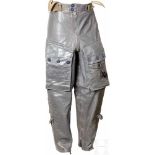 Leather Heated Trousers for Aviation PersonnelElectrically heated, grey smooth leather, three-button