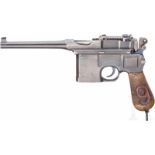 Mauser C 96/16, mit KastenKal. 9 mm Luger, Nr. 8852, Nummerngleich inkl. Griffschalen. Lauf