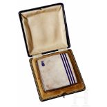 A Silver Trophy Cigarette Case for Horse JumpingSmooth finished silver case, rounded edges, blue