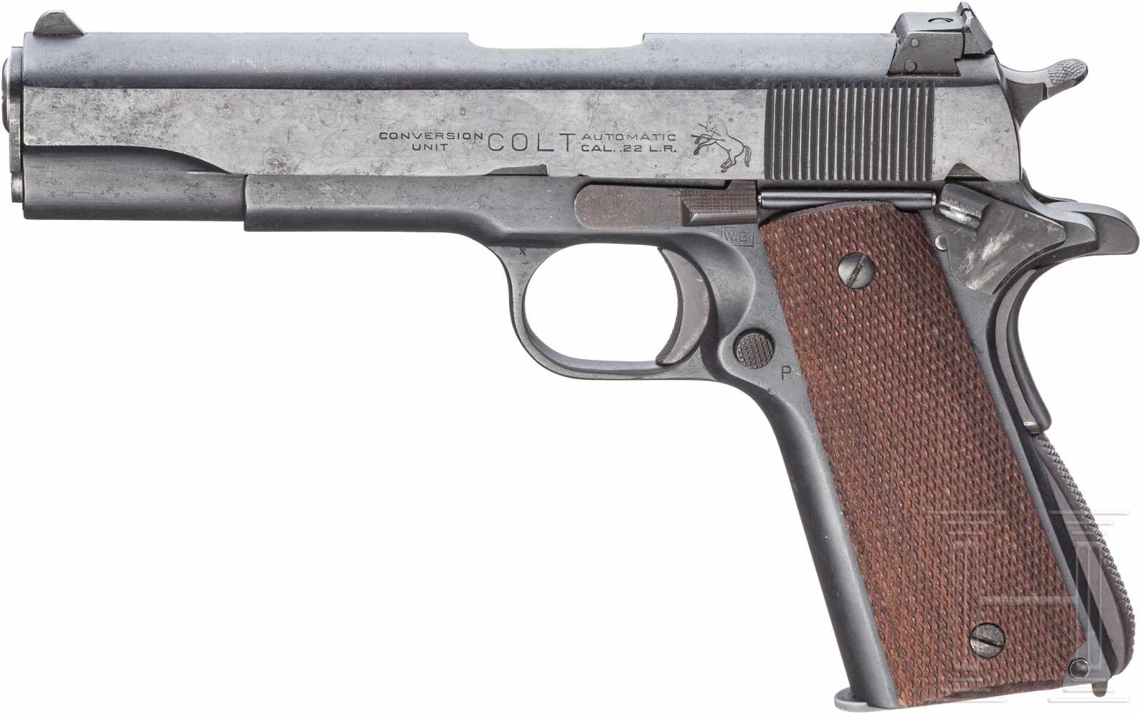 Colt 22-45 Conversion UnitKal. .22 l.r., Nr. 796120, Blanker Lauf, Länge 5". Zehnschüssig. Dt.