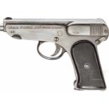 Pistole Jäger, 1. AusführungKal. 7,65 mm Brown., Nr. 3417, Nummerngleich. Blanker Lauf.