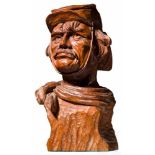 Skulptur eines UnionssoldatenSchwere, handgeschnitzte Holzfigur mit fast lebensgroßer Darstellung