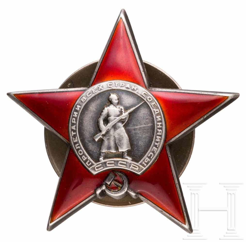 Orden des Roten Sterns, frühe und seltene Variante mit großem Herstellerstempel, Sowjetunion, ab