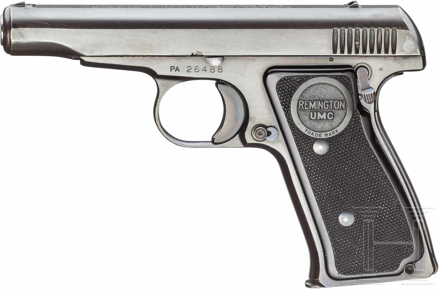 Remington Mod. 51, 2. AusführungKal. .380 ACP, Nr. PA 26488, Blanker Lauf, Länge 88 mm.