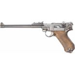 Lange Pistole 08, DWM 1917Kal. 9 mm Luger, Nr. 8981g, Gültiger Beschuss. Nummerngleich bis auf