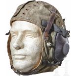 An East German Flight HelmetFive panel, olive canvas cloth construction with grommets on two