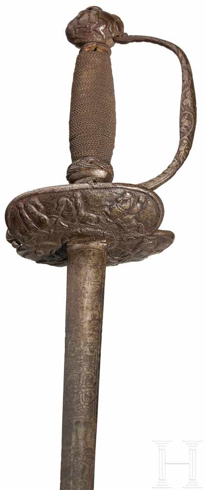 Eisengeschnittener Galanteriedegen, Italien, um 1720Zweischneidige Klinge mit abgeflachtem - Image 6 of 6