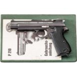 SIG P210-6, mit Originalkarton und AnleitungKal. 9mm Luger, Nr. P61850, Nummerngleich.