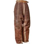 A Pair of Suede Leather Winter Trousers for Aviation PersonnelBrown suede leather trousers, light