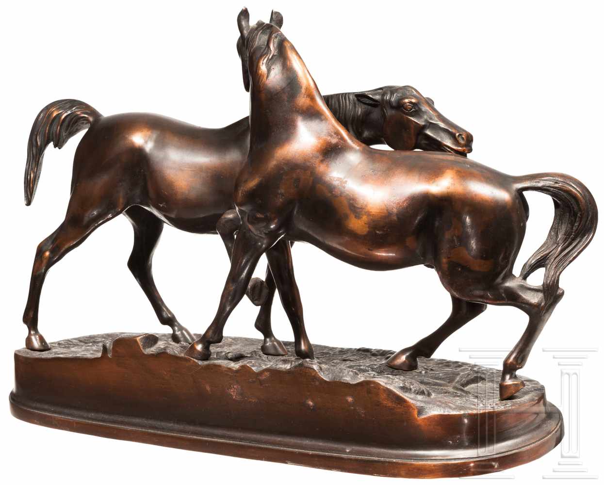 "Liebesspiel der Pferde", Gießerei Mägdesprung, um 1890Eisenguss bronziert, die Pferdefiguren - Image 2 of 2