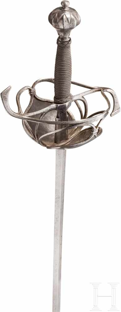 Pappenheimer- Rapier, deutsch, um 1630Zweischneidige Stichklinge mit rautenförmigem Querschnitt - Image 3 of 5