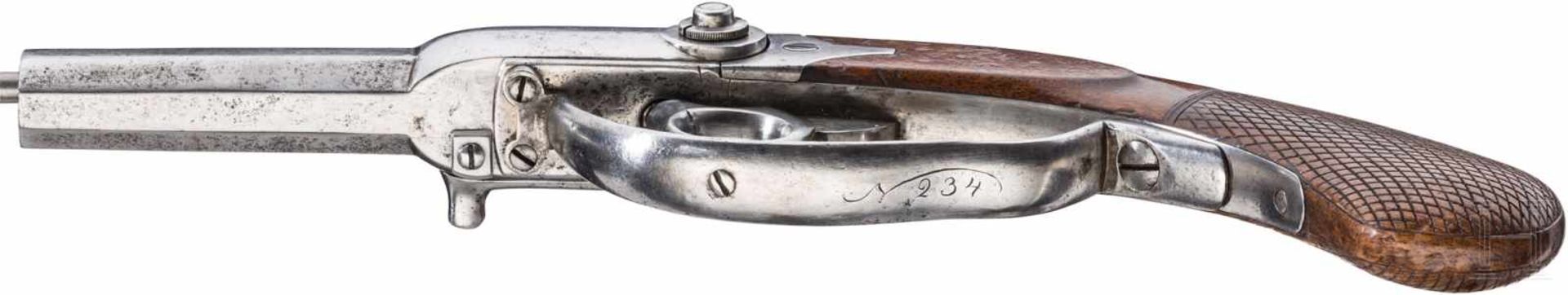 Löbnitz-Pistole M 1841Achtkantiger Lauf mit sechsfach gezogener Seele im Kaliber 12 mm. - Bild 3 aus 4