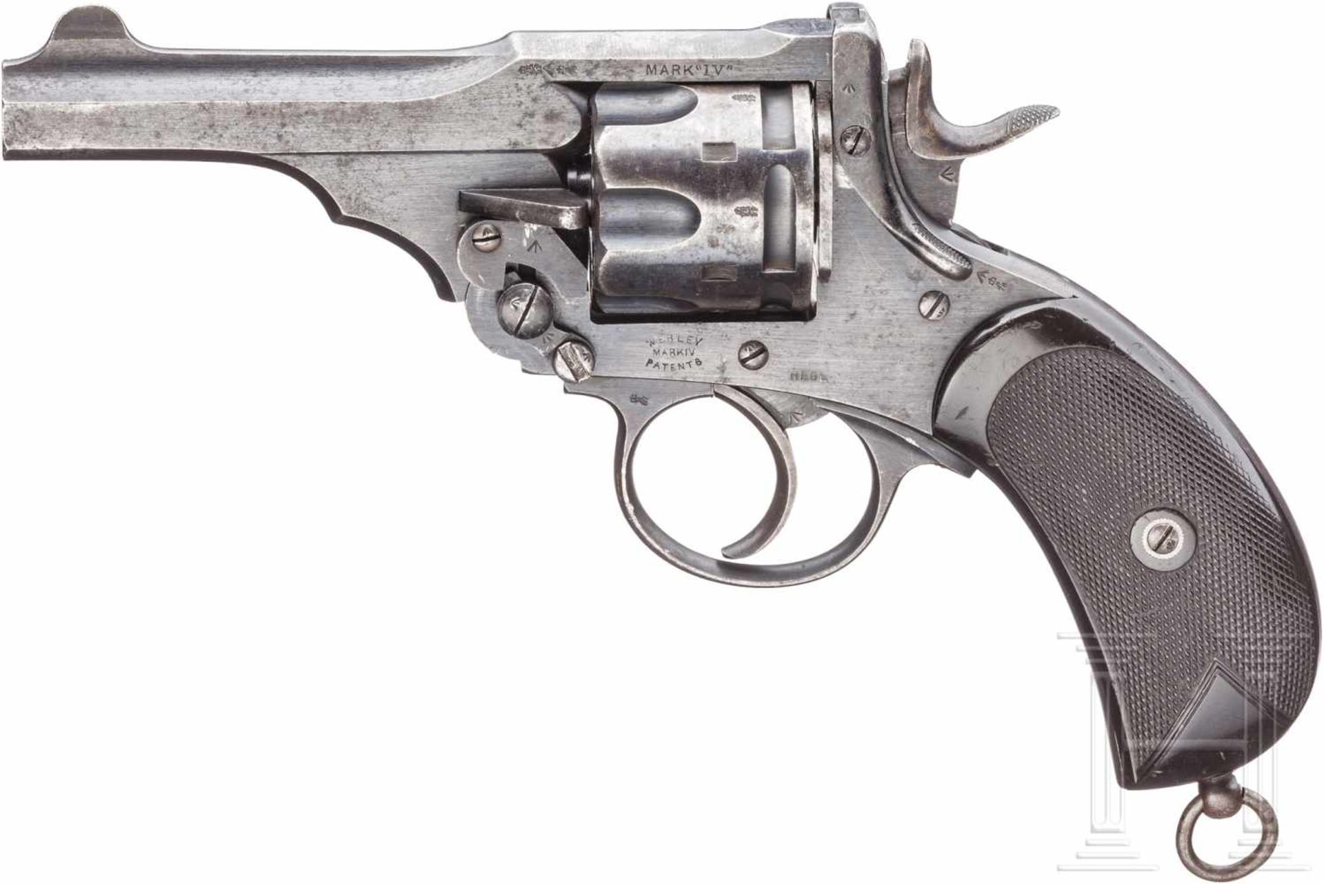 Webley Mark IV Service Revolver 1899Kal. .455 Webley, Nr. 100878, Nummerngleich. Fast blanker