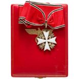 Deutscher Adlerorden - Verdienstkreuz 1. Stufe im EtuiHalskreuz an akanthusverzierter Öse aus weiß
