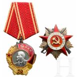 Lenin-Orden und Orden des Vaterländischen Krieges 2. Klasse, Sowjetunion, ab 1943Gold, Platin und