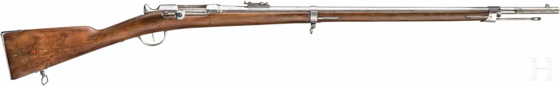 Zündnadelgewehr Chassepot M 1866Kal. 11 mm, Nr. E77738, nicht nummerngleich. Leicht matter, vierfach