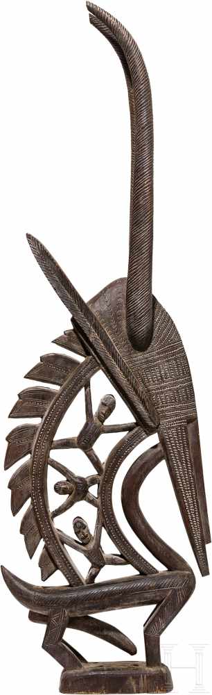 Großer Tanzaufsatz (Chi-Wara) der Bambara, Mali/Burkina FasoEinteilig filigran geschnitzte, - Image 2 of 2