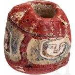 Millefiori-Maskenperle, hellenistisch-römisch, 3. Jhdt. v. Chr. - 1. Jhdt. n. Chr.Polychrome Perle