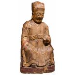 Figur eines weisen Mannes, China, 18./19. Jhdt.Plastisch geschnitzte Figur eines weisen, sitzenden