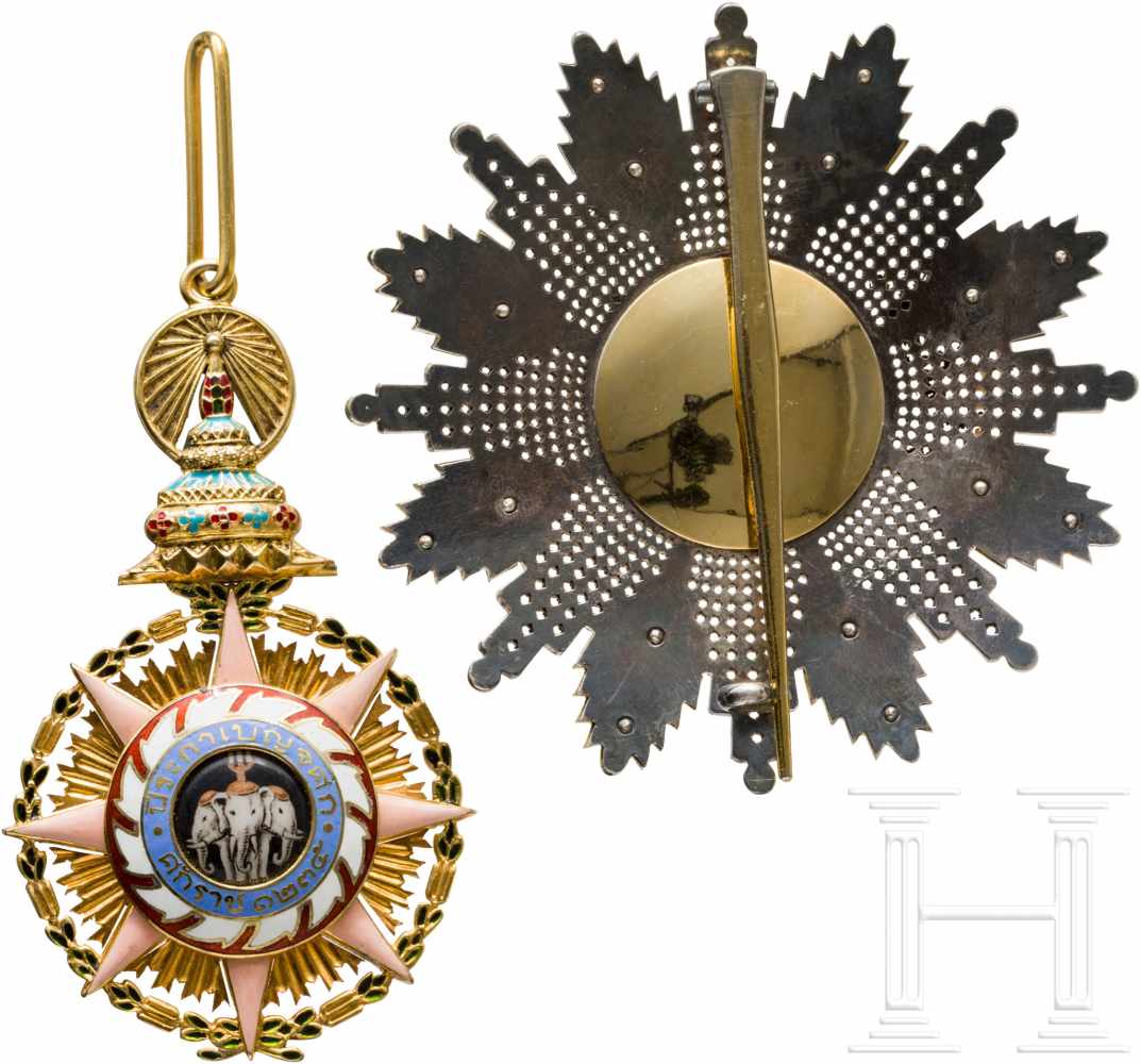 The Most Illustrious Order of Chula Chom Klao - Ordensset der 1. KlasseDie Halsdekoration in Gelb- - Image 3 of 3