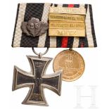 Ordensschnalle mit Eisernem Kreuz 2. Klasse, 1870, Eichenlaub "25", vier GefechtsspangenEK,