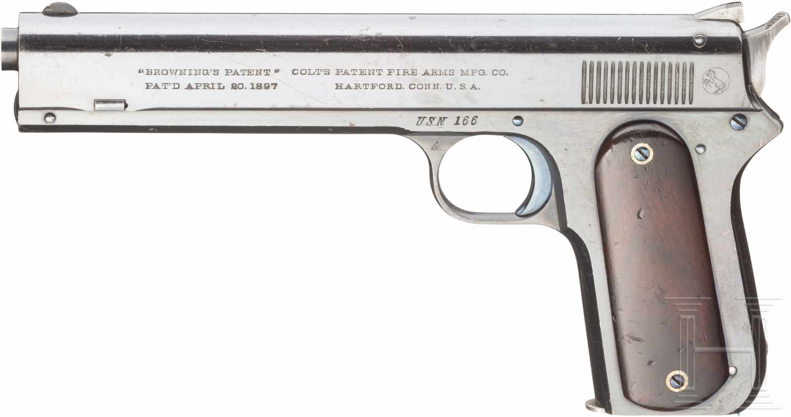 Colt Mod. 1900 Automatic Pistole, Navy-Contract, 1. Waffe eines PärchensKal. .38 ACP, Nr. 1166,