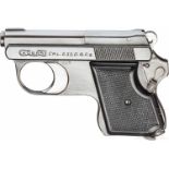 Pistole Kobra, um 1930Kal. 6,35 mm Brown., Nr. 227, Blanker Lauf, Länge 58 mm. Sechsschüssig.