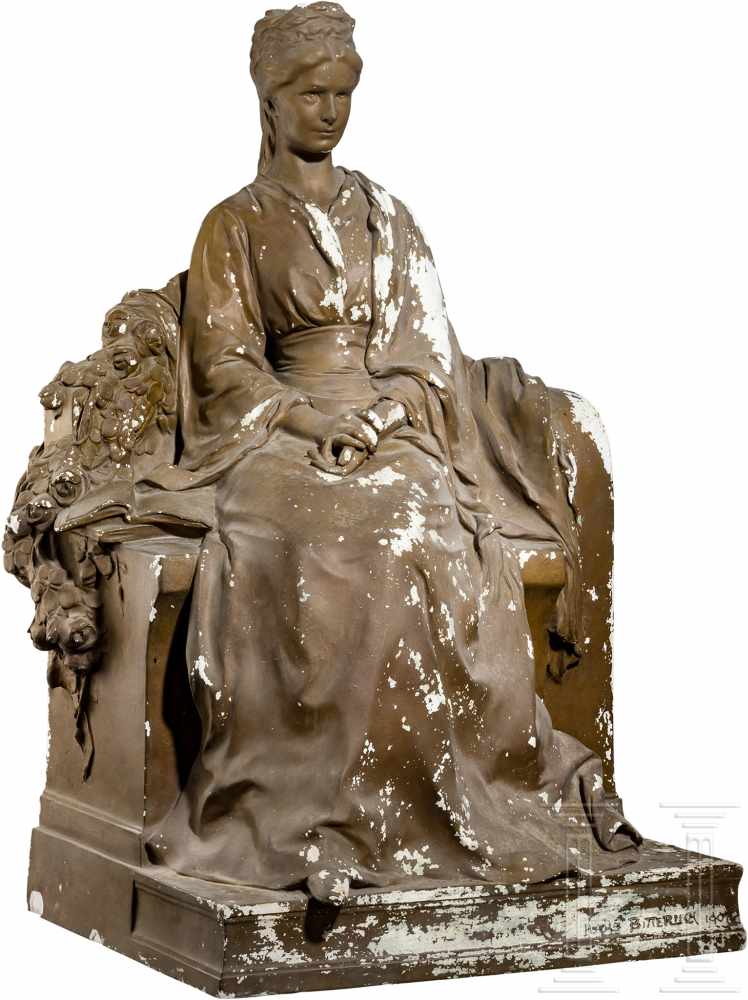 Hans Bitterlich, "Kaiserin Elisabeth (Sisi)", Werkstattmodell, Wien, datiert 1907Gips, bronziert.