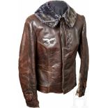 A Leather Jacket for Fighter PilotsBrown leather, heatable jacket with dark bluish purple fur