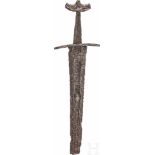 Wikingisches Schwert, Nordeuropa, um 1000 n. Chr.Breite, in der Länge etwa hälftig erhaltene,