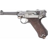 Pistole 08, DWM 1916, mit KoffertascheKal. 9 mm Luger, Nr. 8572b, Nummerngleich inkl. Schlagbolzen